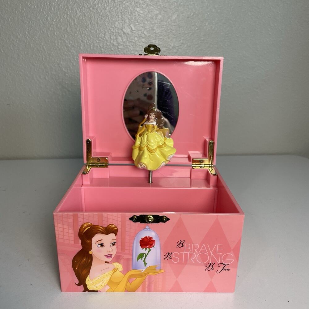 Vintage 90s Disney Princess Belle Beauty & The Beast Music Jewelry Box - Works! - Picture 6 of 8